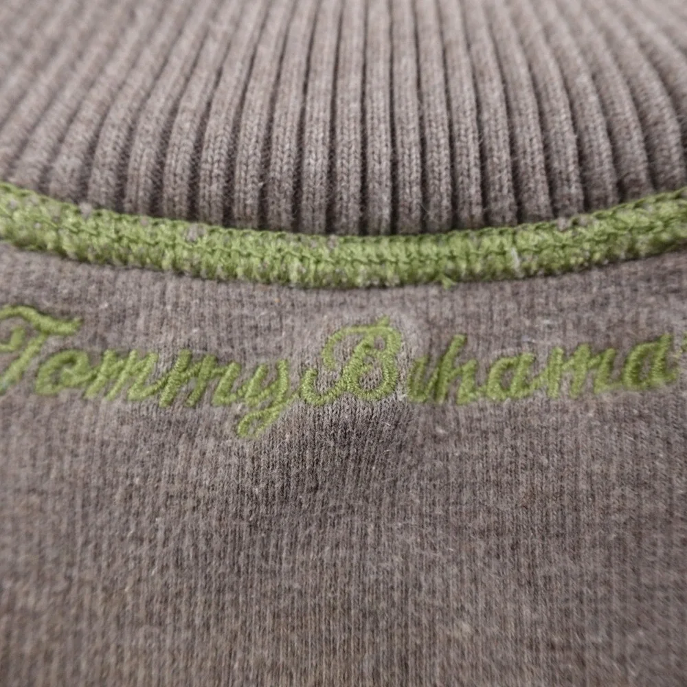 Tommy Bahama Sweater Mens XL Gray 1/4 Zip Mock Neck Knit Pullover Reversible Top